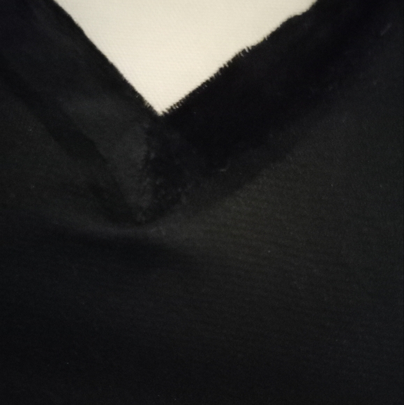 Used,not new black semi sheer mesh long sleeve fitted top with velour neck. - Picture 3 of 3